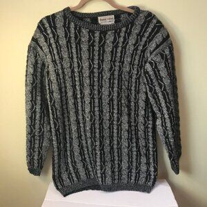 Franco Valeri Vintage 80s Cable Knit Metallic Knit Sweater Top Tunic Chunky Rare
